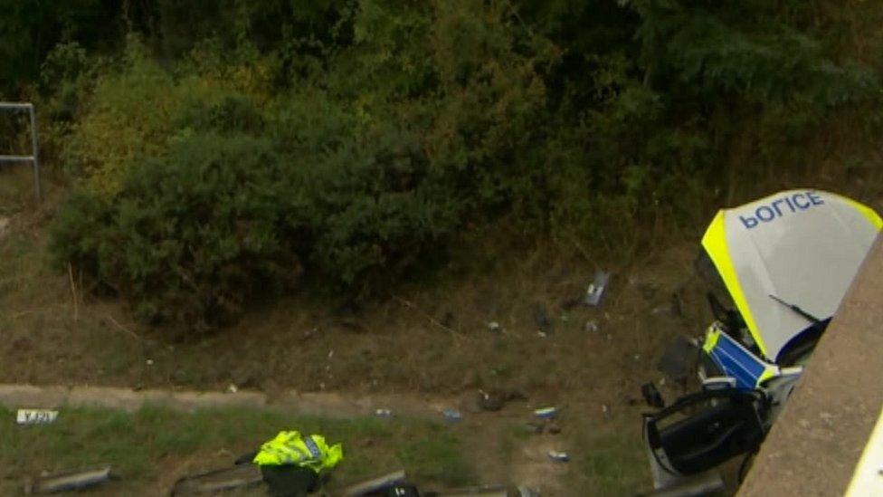 Police car in M62 crash