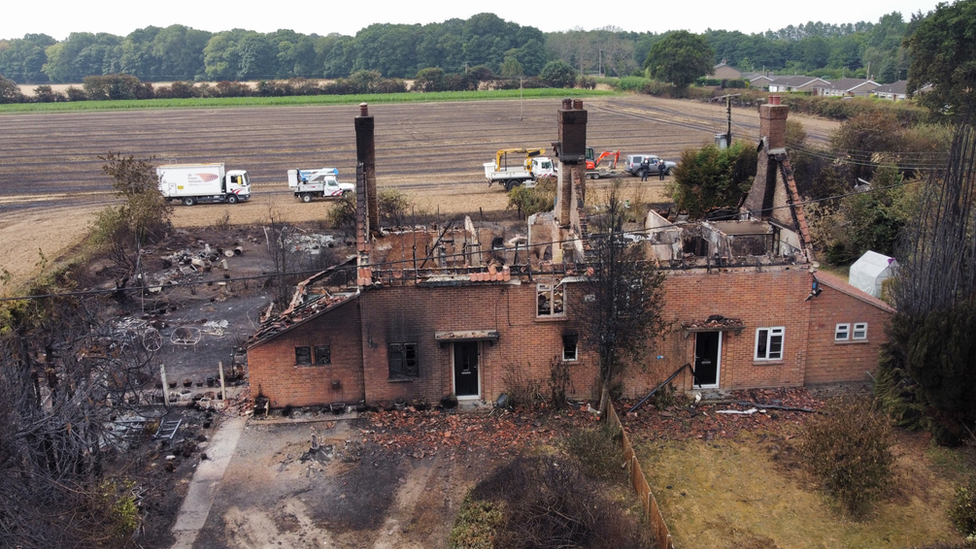 A burnt property in Ashmanhaugh