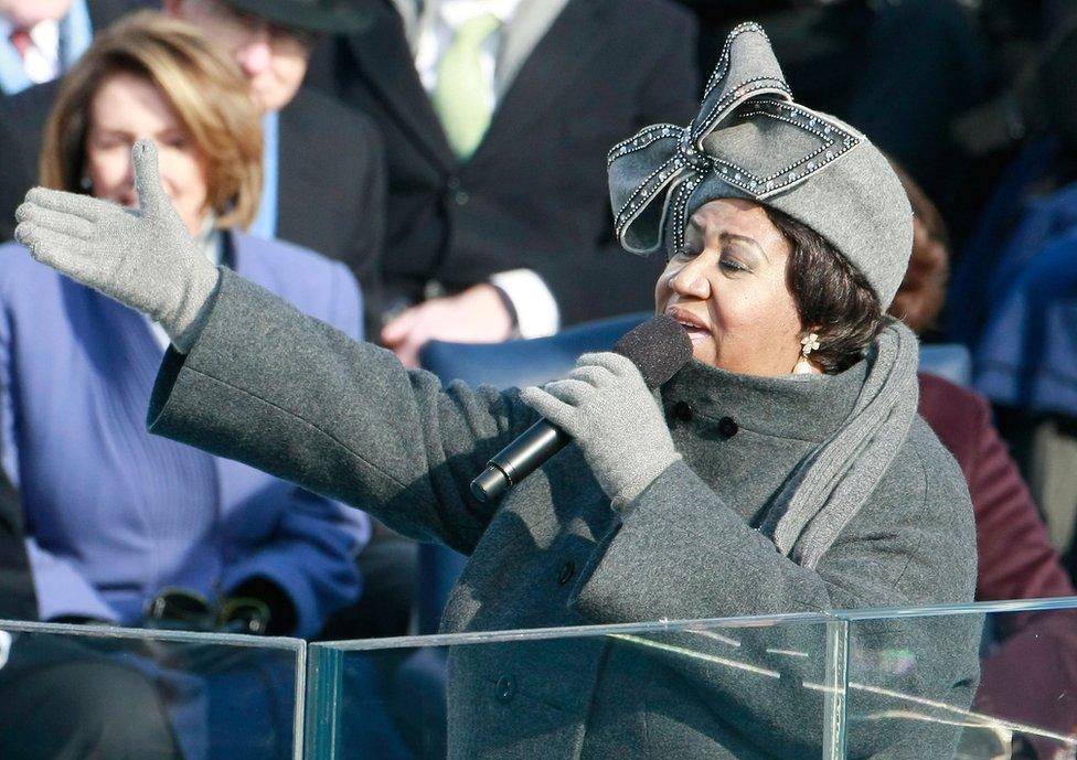 Aretha Franklin sings during the inauguration of Barack Obama as the 44th President of the United States of America, on 20 January, 2009