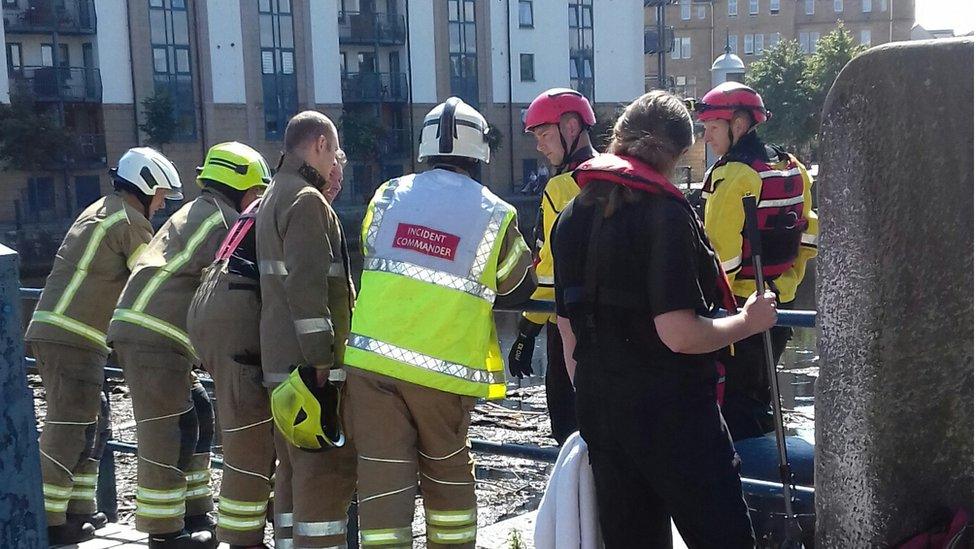 Firefighters at Water of Leith