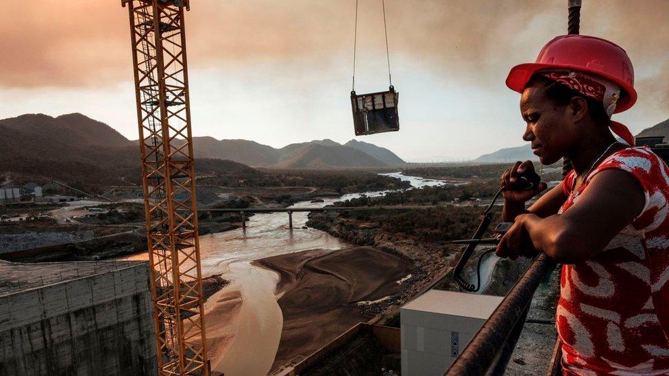 Workey Tadele, a radio operator, at the Grand Ethiopian Renaissance Dam (GERD), near Guba in Ethiopia, on December 26, 2019.