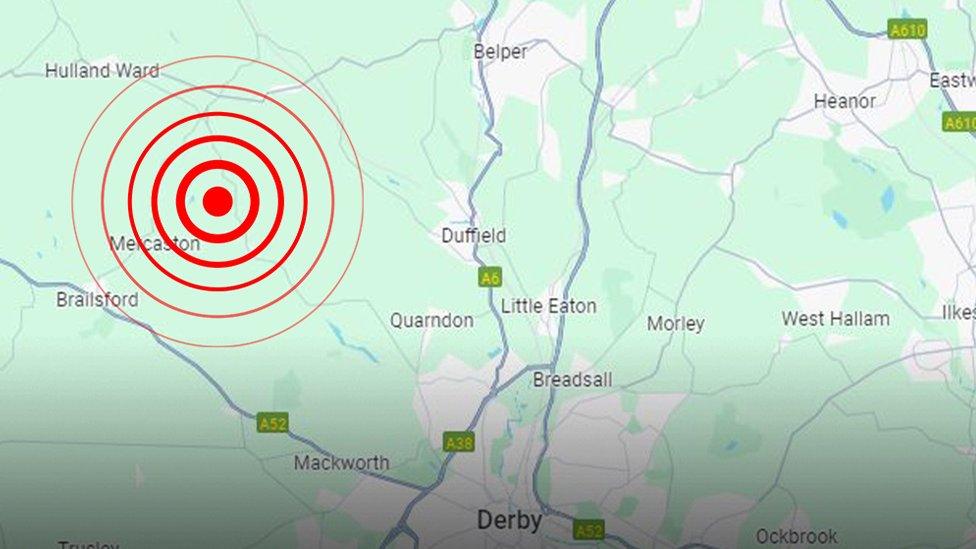 A graphic showing the approximate epicentre of the earthquake