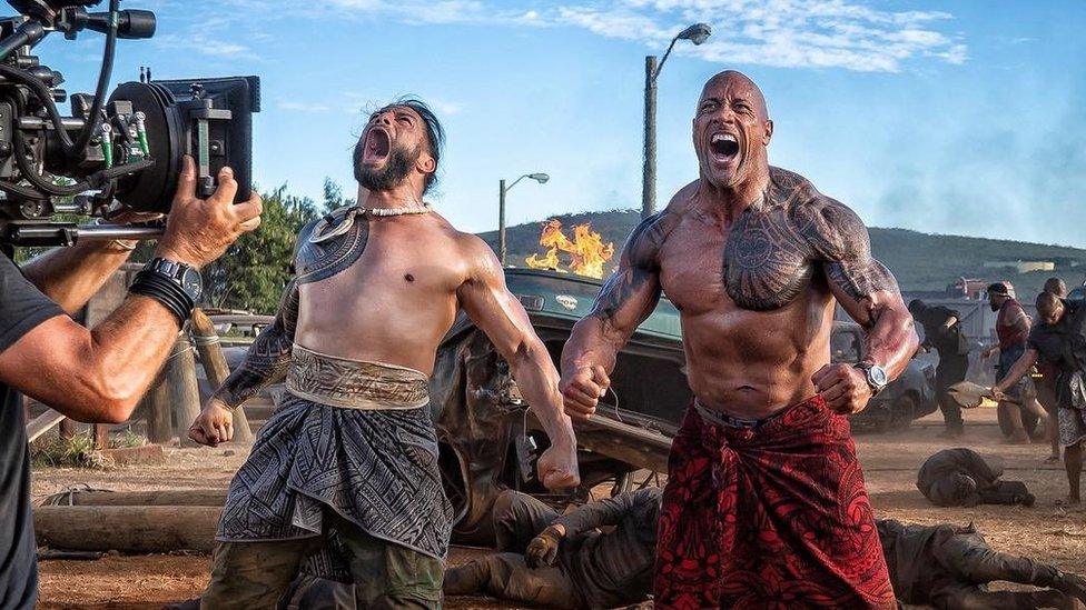 Dwayne Johnson filming Hobbs & Shaw