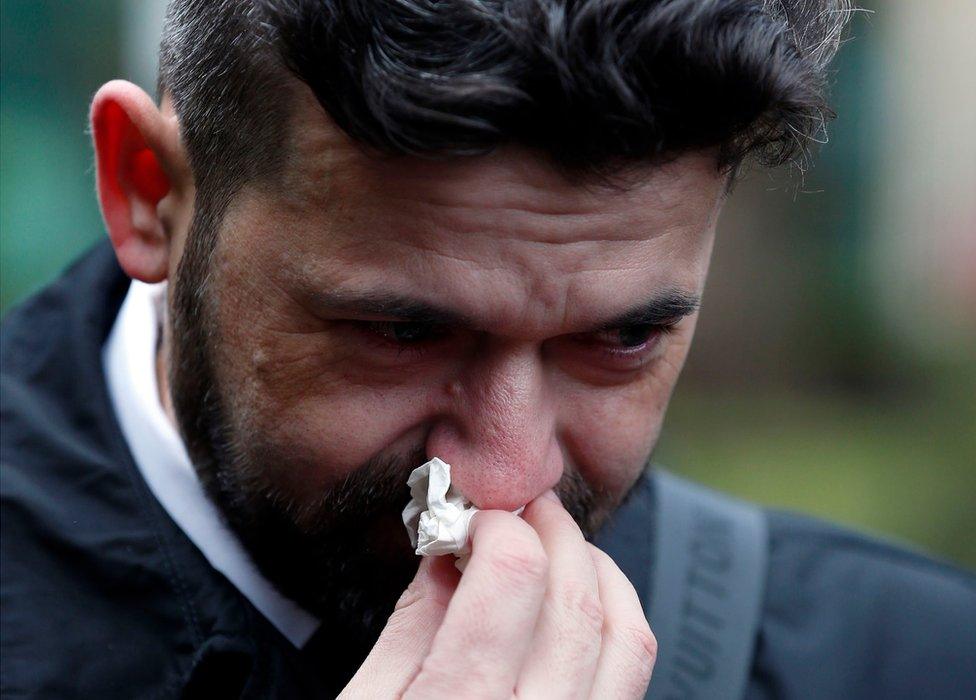 Pavel Srnicek's brother Milan during the memorial service at St Andrews Church