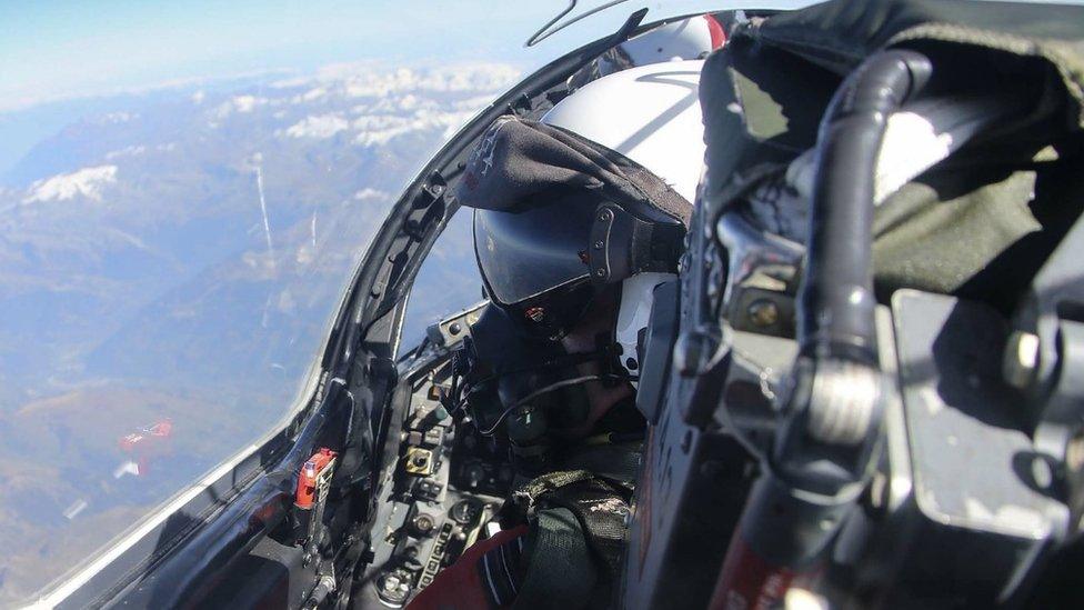 Inside the cockpit of a Red Arrows' jet