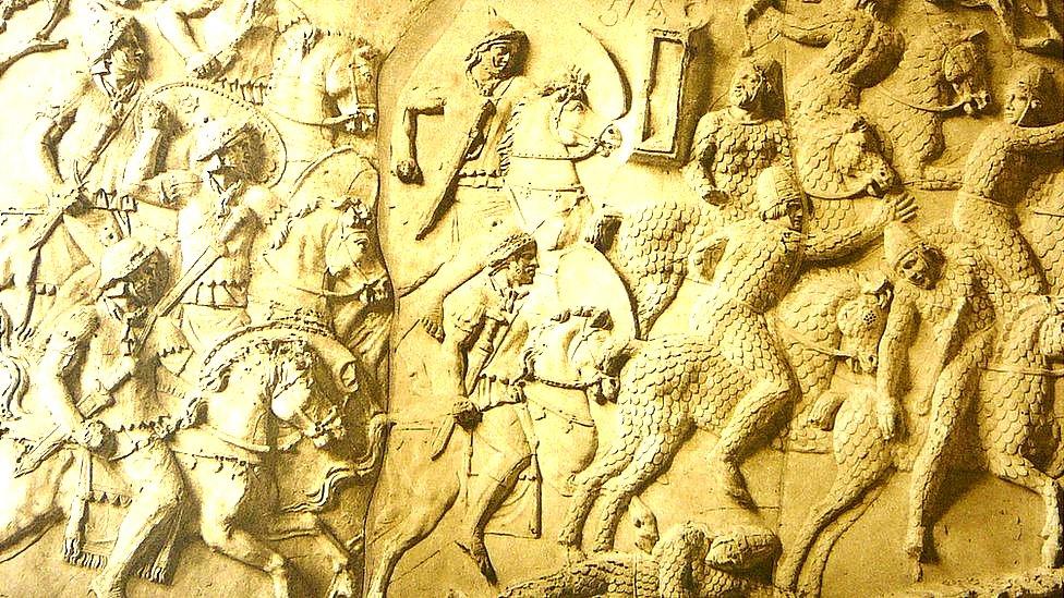 The Roman Army defeats the Sarmatians, depicted on Trajan's Column in Rome (from Conrad Cichorius' The Reliefs of Trajan's Column, Berlin, 1896)