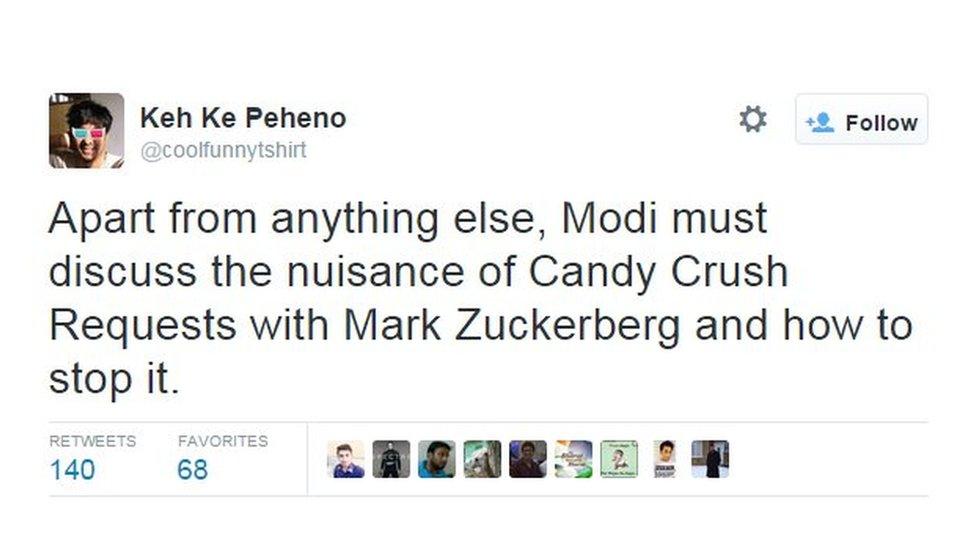 @coolfunnytshirt: Apart from anything else, Modi must discuss the nuisance of Candy Crush Requests with Mark Zuckerberg and how to stop it.