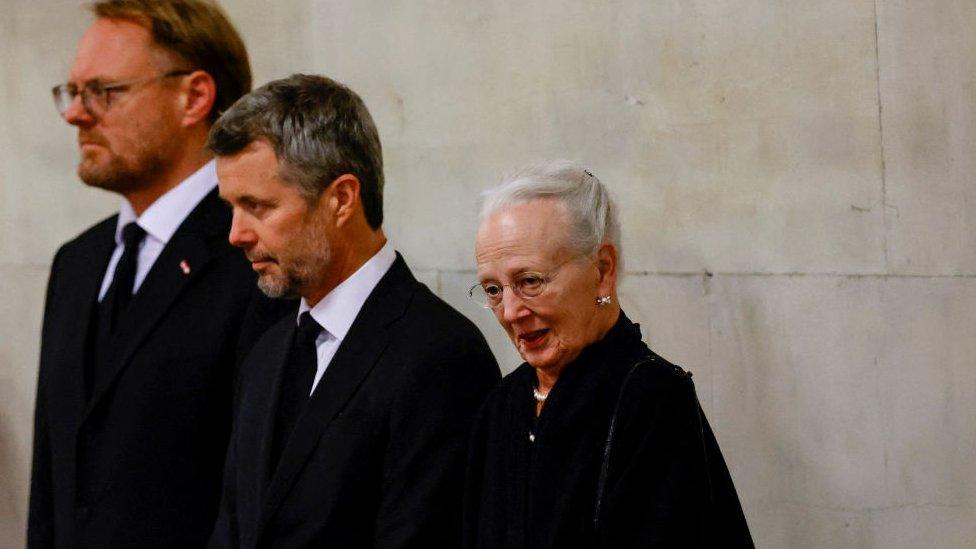 Queen Margrethe II of Denmark, on the right