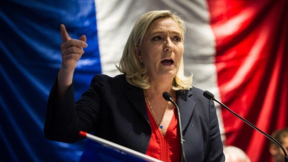 Marine Le Pen, delivers a speech in Besancon (28 October 2015)