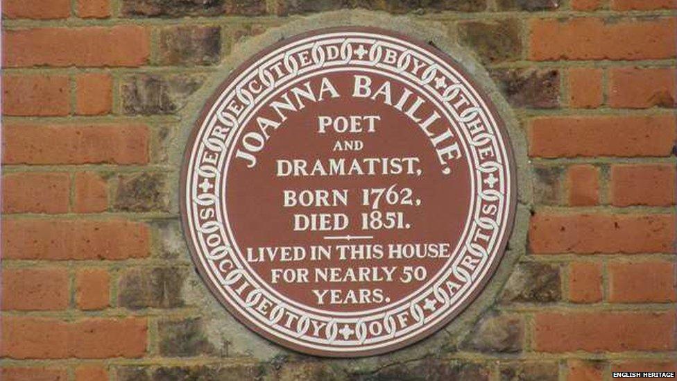 Plaque commemorating Joanna Baillie