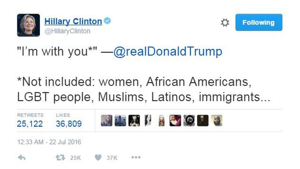 Hillary Clinton on Twitter: "Not included: women, African Americans, LGBT people, Muslims, Latinos, immigrants