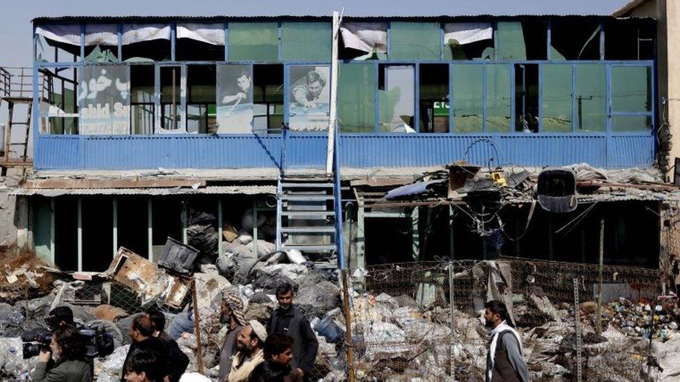 Residents gathered at site of suicide car bomb attack in Kabul