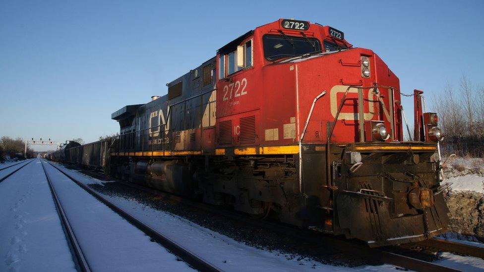 A Canadian National Railway (CN Rail) freight train