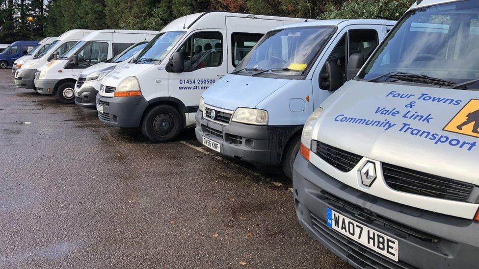 Minibuses belonging to Four Towns & Vale Link Community Transport