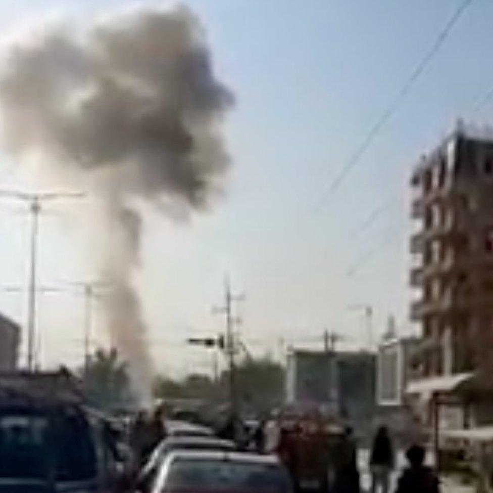 Smoke from a blast is seen in Kabul, Afghanistan September 9, 2020