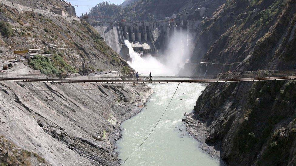 Baglihar Dam on the Chenab river which flows from Indian-administered Kashmir into Pakistan