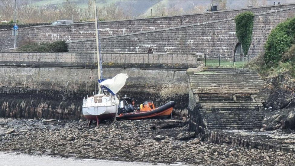 Boats broke their mooring in Conwy Estuary