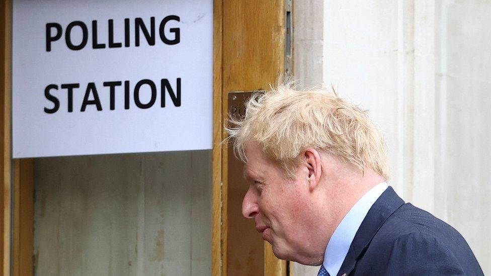 Boris Johnson votes in Westminster