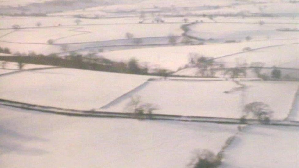 Fields covered in snow across Wales