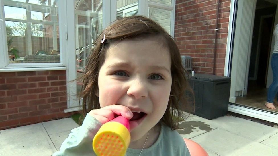 Annabel blowing bubbles