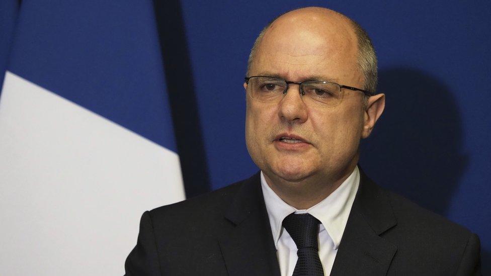 France's Interior Minister Bruno Le Roux announces his resignation at a press conference in Bobigny, north of Paris, 21 March 2017