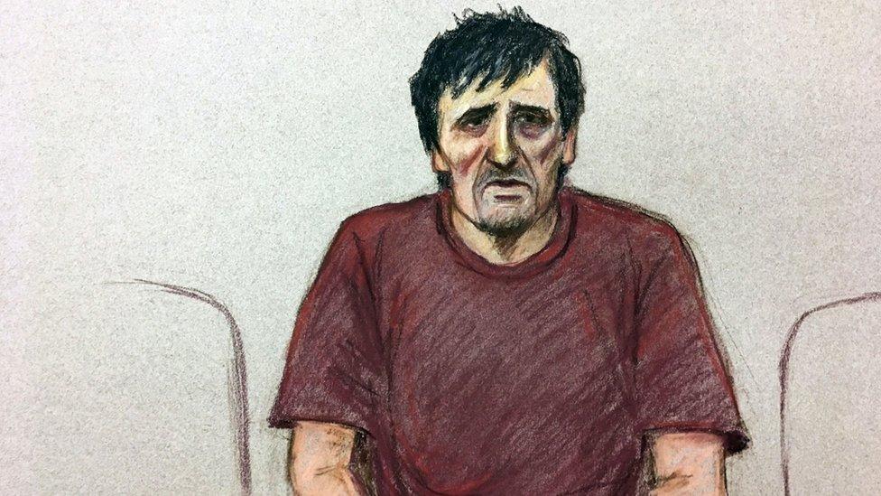 A drawing of Darren Osborne at the Old Bailey