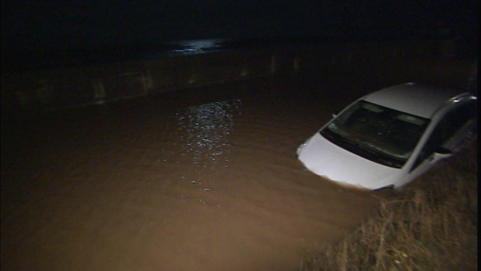 The car in deep water