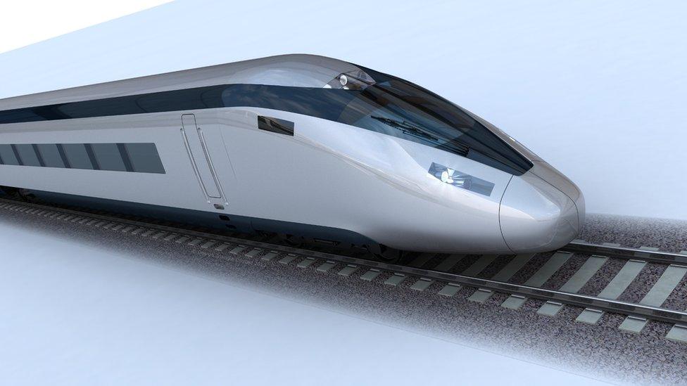 Illustration of a HS2 high-speed train