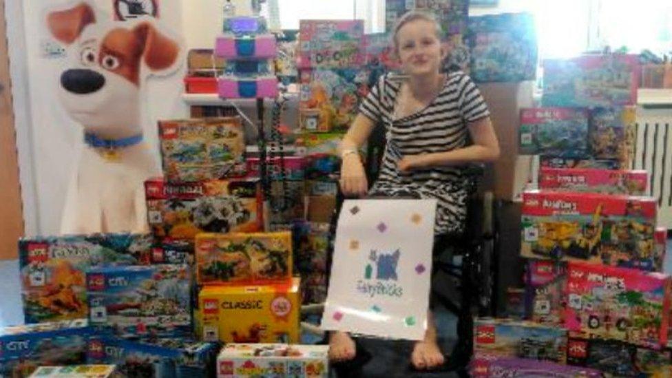 Tatiana Stankovic-Davis with some of the Lego she fundraised to buy