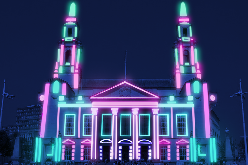 Leeds Civic Hall illuminated