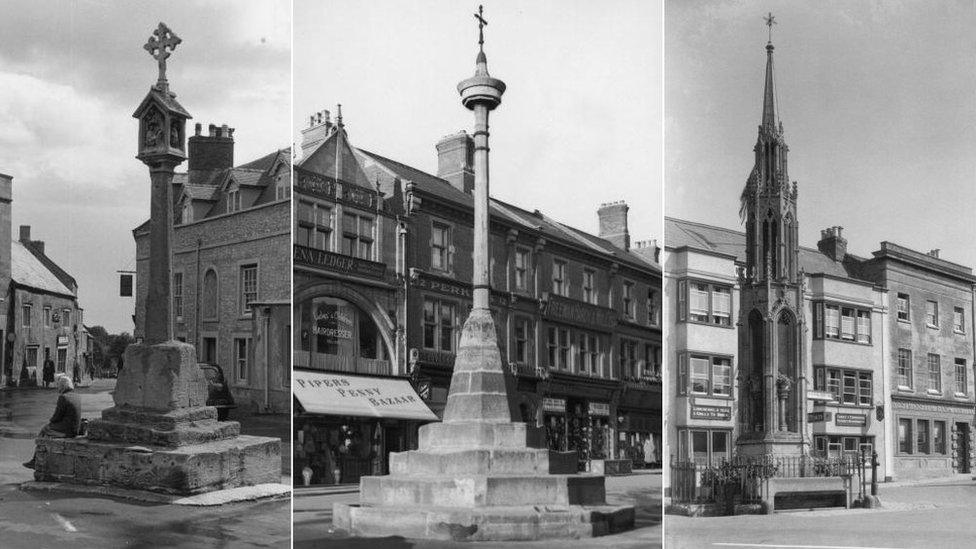 Market crosses of Stow-in-the-Wold, Grantham and Glastonbury