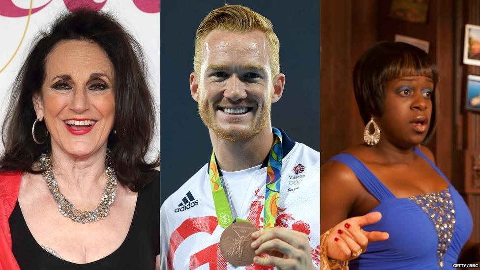 Lesley Joseph, Greg Rutherford and Tameka Empson