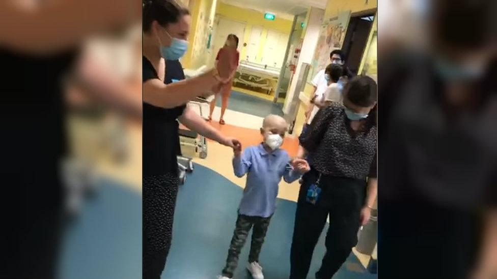 Oscar leaving hospital in Singapore