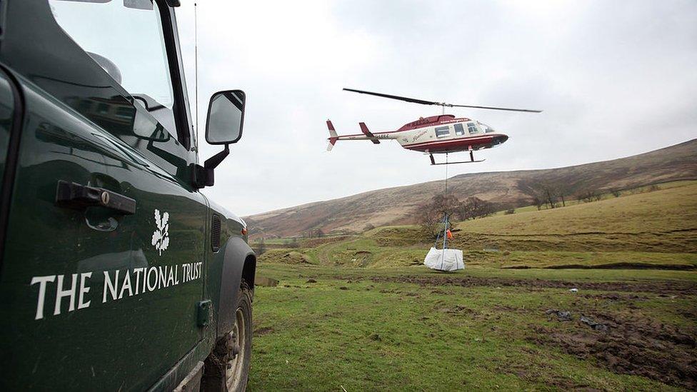 National trust van with a peat restoration ongoing in the background