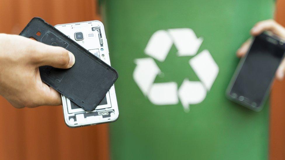 Phone being recycled