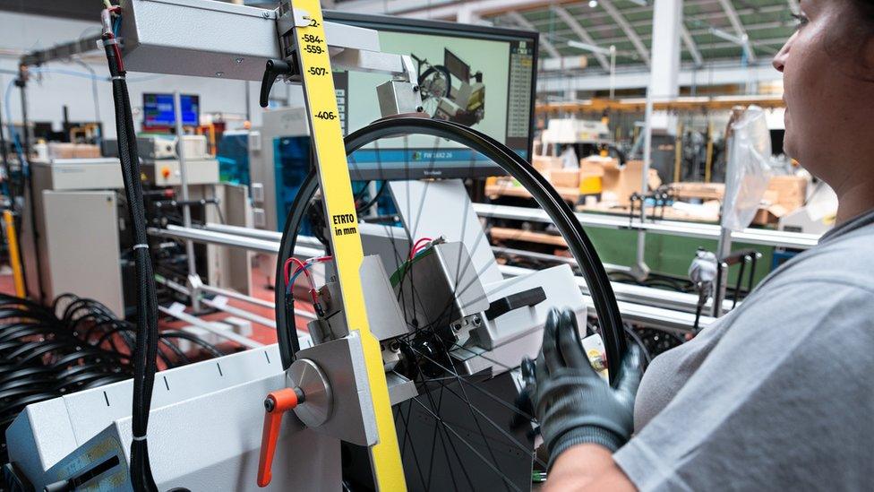 A wheel being constructed at Rodi's factory in Portugal