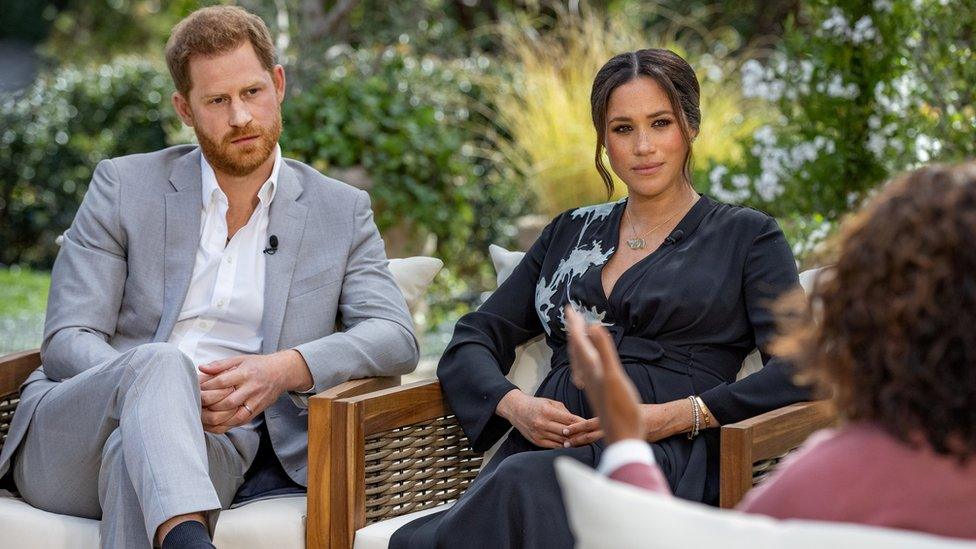 The Duke and Duchess of Sussex being interviewed by Oprah Winfrey