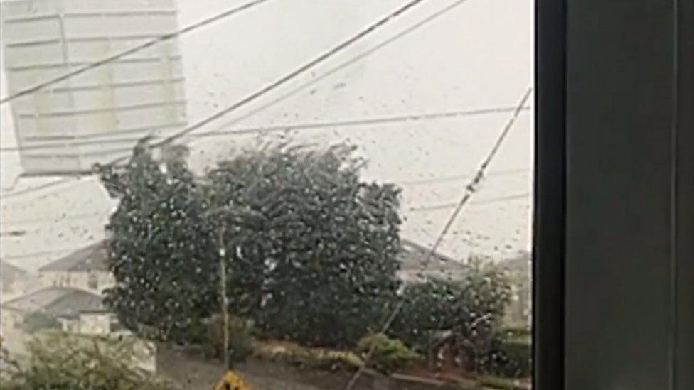 A school roof is airborne in Cork, Ireland