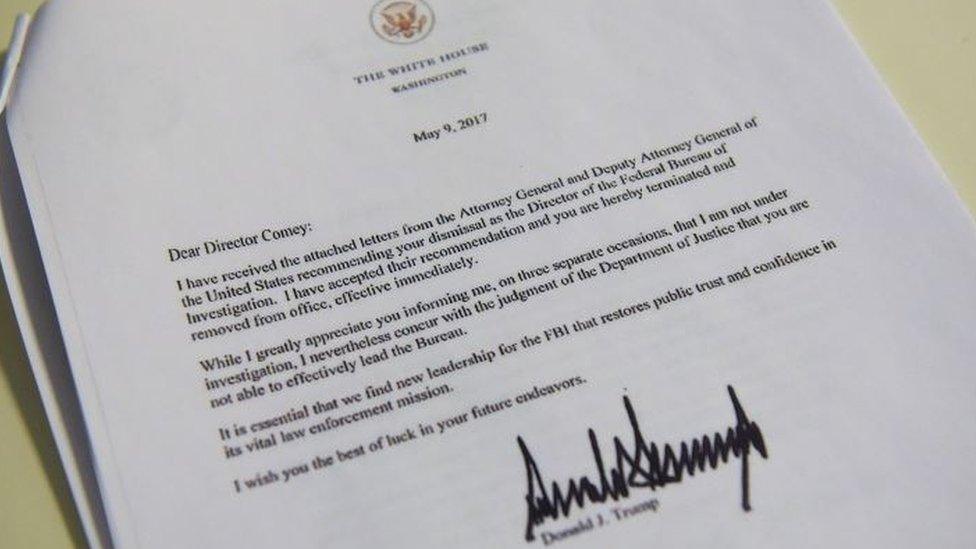 The sacking letter to James Comey