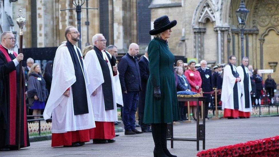 Duchess of Cornwall at Westminster Abbey on 11 November 2021