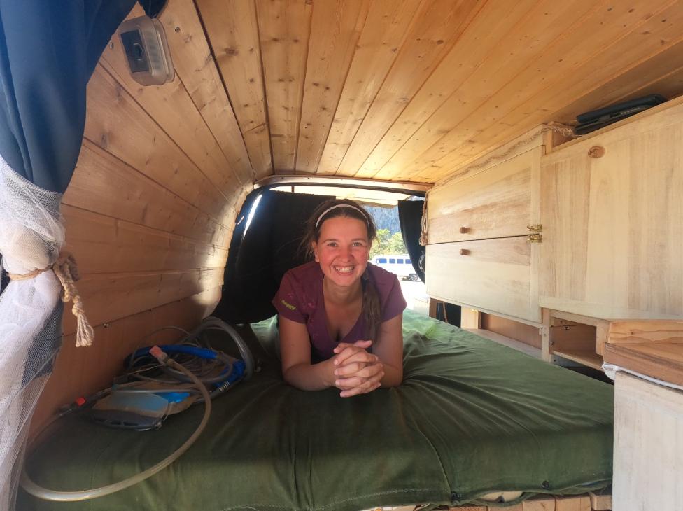 Radka, during the van conversion