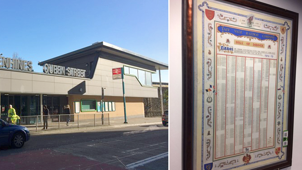 Cardiff Queen Street station and roll of honour