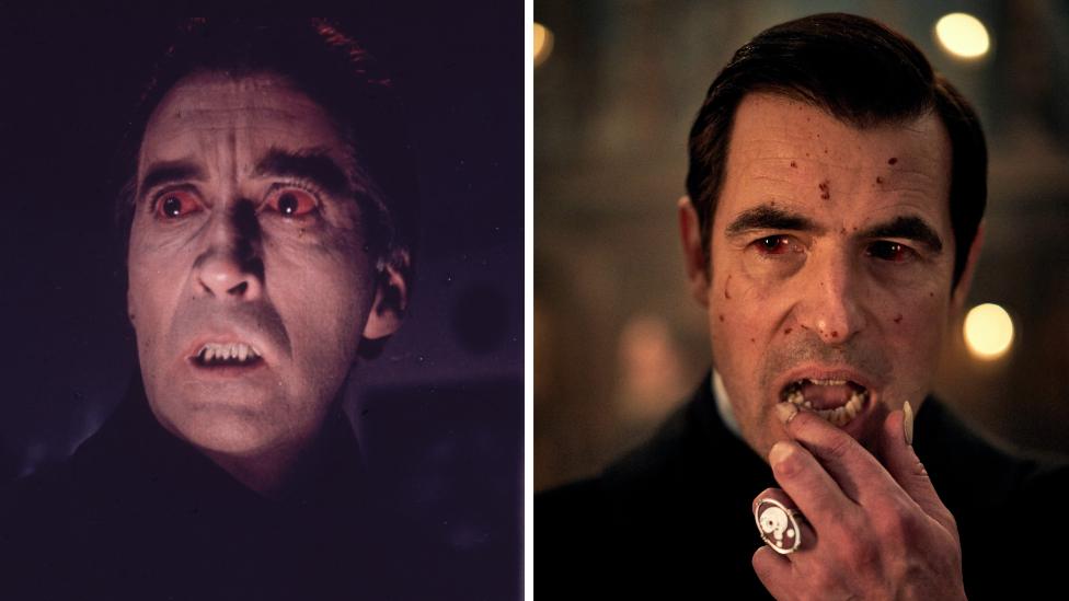 Christopher Lee and Claes Bang as Dracula