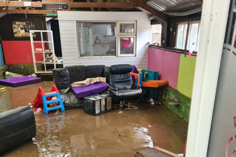 Play barn after flood