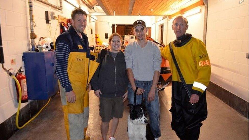 Charlotte Worrall and Michael Carey with the rescuers