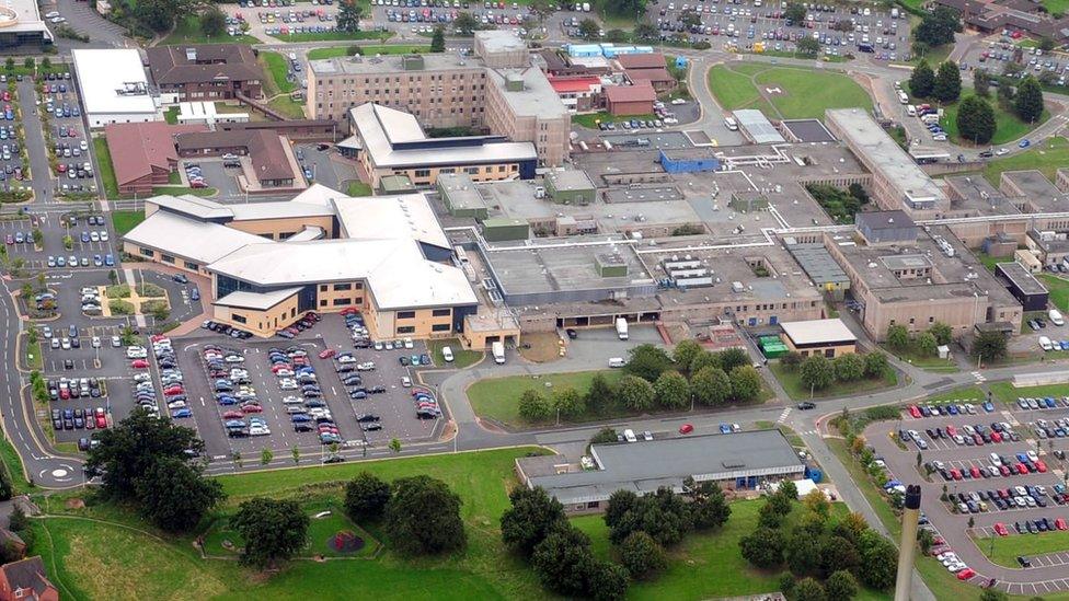 Aerial view of Royal Shrewsbury Hospital