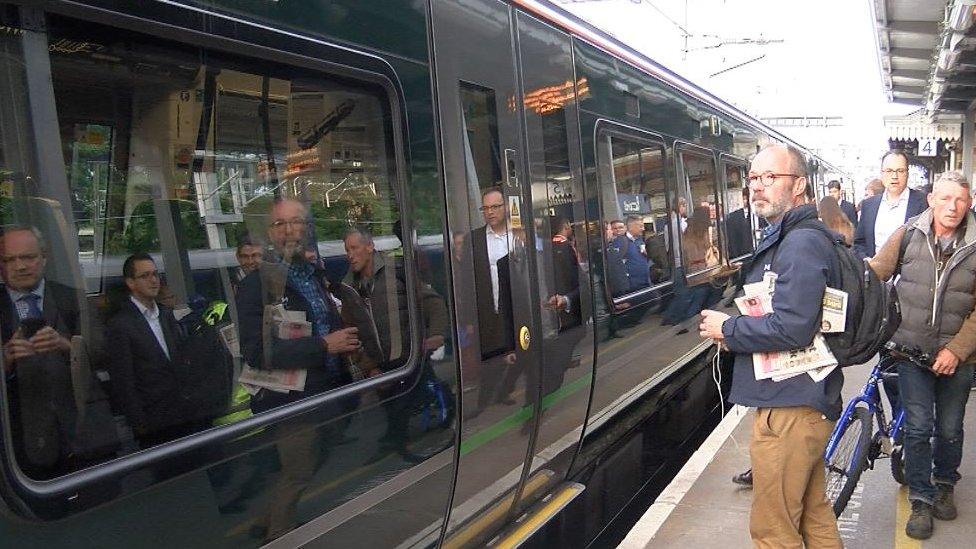 A new train pulling into Maidenhead