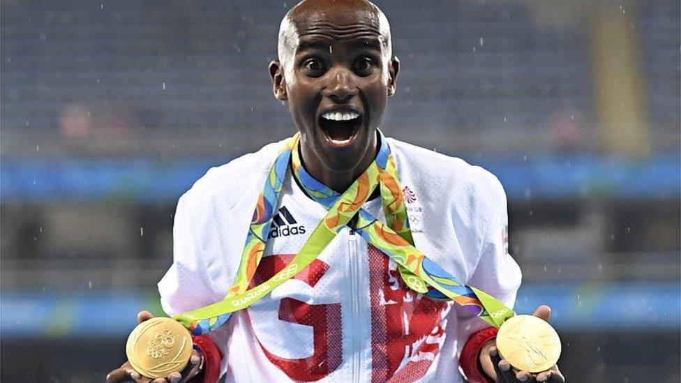 Mo Farah with gold medal