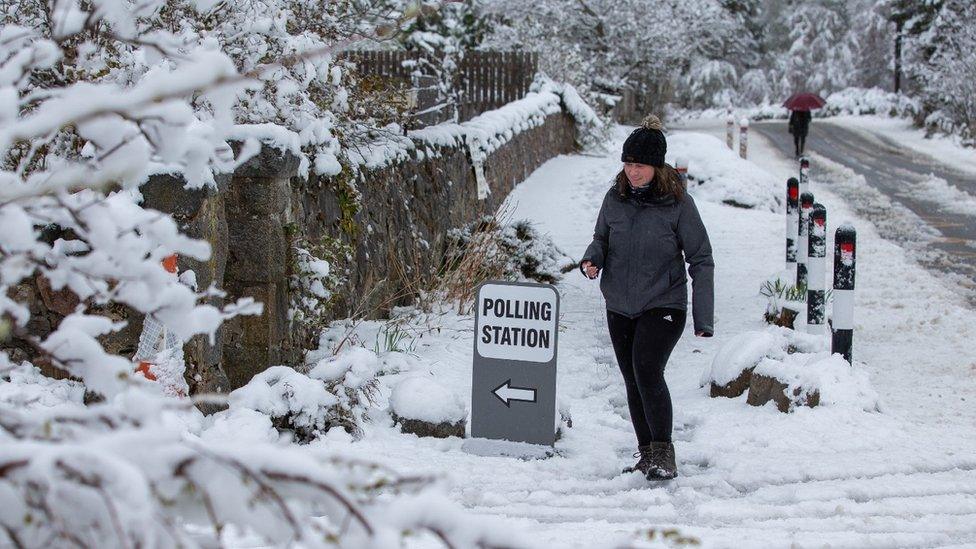 A polling station in the village of Farr, near Inverness