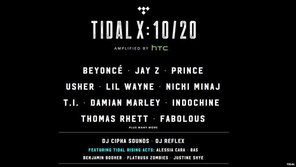 Tidal x line-up